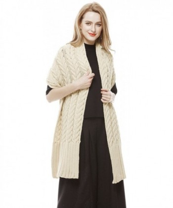 Lovful Winter Thick Twist Scarf Warm Long Knit Shoulder Shawl - Beige - CF12MFVUJSV