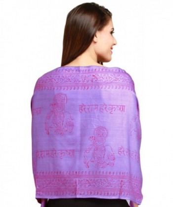 Exotic India Dahlia Purple Krishna Prayer in Fashion Scarves