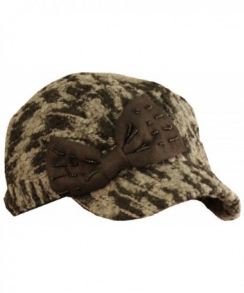 Sakkas Variegated Bow Wool Blend Cadet Cap - Brown - C011ISKS1E3