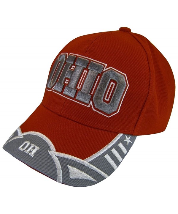 Ohio Men's Small Stars 2-Tone Adjustable Baseball Cap - Red/Gray - C917XQCCX9W