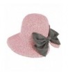 ICSTH Womens Floppy Summer Sun Beach Straw Hat With Big Bow Back UPF50 Foldable Wide Brim Hat - Pink - C9185I9E7OI