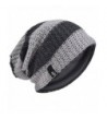 Men's Retro Beanie Slouchy Knit Skull Cap Winter Hat B5001-G - Stripe-light Grey - C212O6COSRM