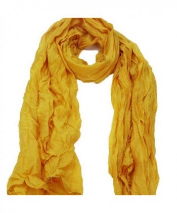 Sunfei Women Cotton Scarf Soft Wrap Shawl Scarf Crinkle Candy Colors - Yellow - CG12LZW4MJD