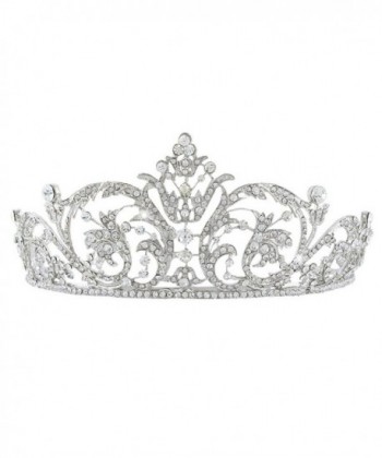 EVER FAITH Women's Austrian Crystal Wedding Bridal Art Deco Flower Headband Tiara Clear Silver-Tone - CB11P2KYNT9