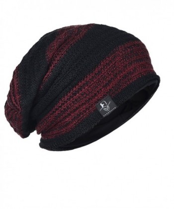 Wimdream Men's Slouch Beanie Hat Baggy Summer Winter Hat Oversized B305-3D - B306-claret - C01889Q9AZL