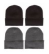 MIRMARU Men's Plain Beanie Solid Color Knitted 12" Long Cuff Skull Cap Hats - 2 Black & 2 Grey - CS12NBV7HKH