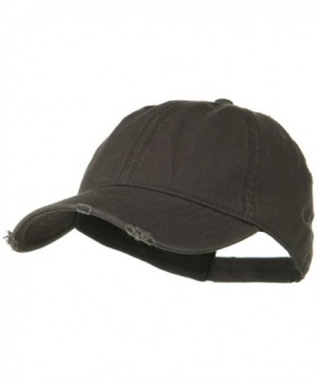 Superior Garment Washed Cotton Twill Frayed Visor Cap - Charcoal Grey - CE11918DCP9