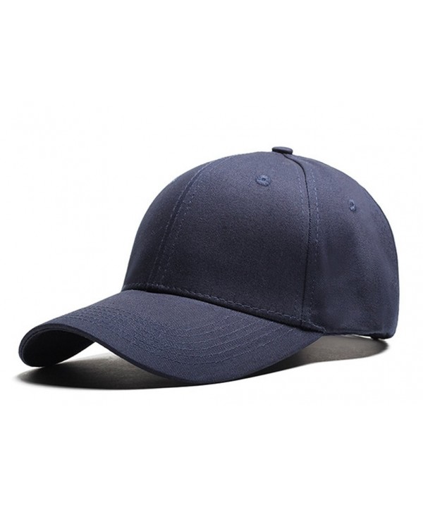 Unicolor Travel Baseball Cap Sports Golf Camping Beach Brim Sun Trucker Hat Cap - Navy Blue - C9183R9KT2H