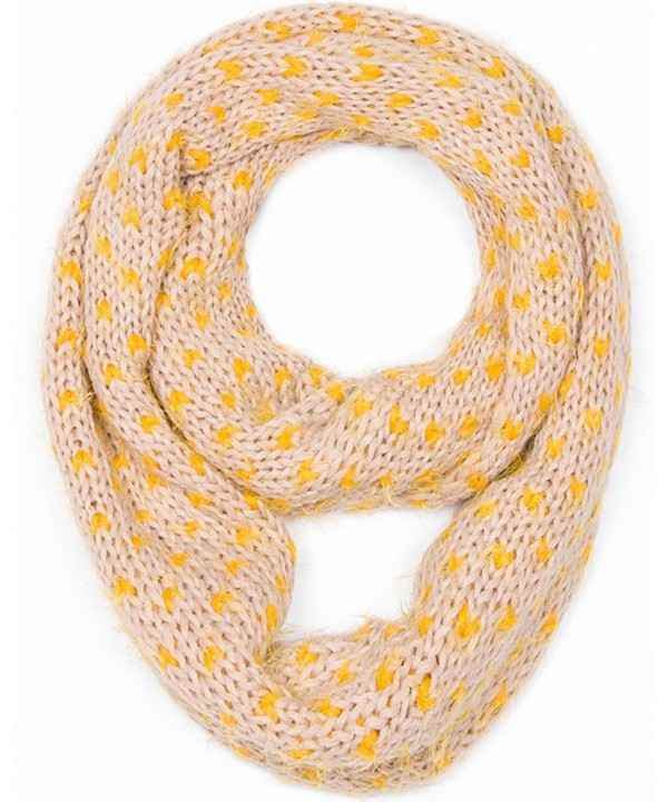 Premium Thick Soft Large infinity Kniitted Winter Warn Infinity Scarf in Multiple Style - 824-DK.Beige&Yellow - C511SPE110X