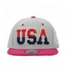 The Hat Depot Unisex Soft Heather Grey 3D USA Embroidered Snapback Cap Hat - Fuchsia - CM12E4OD77R
