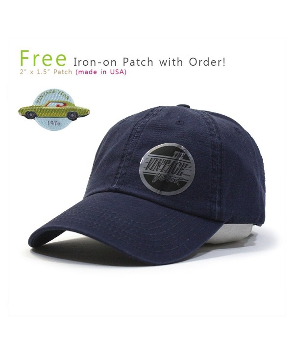 Vintage Year Washed Cotton Twill Low Profile Adjustable Dad Hat Baseball Cap With Free Patch - Navy 70p - CR12NGIB4L1