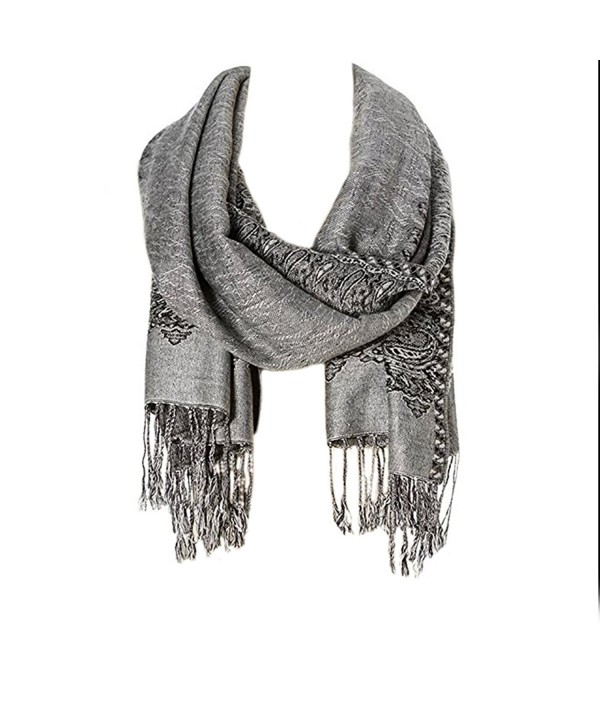 Winter Scarves Thick chunky long Pashmina Warm scarf all Colors Fashion Long shawl Big Grid - Silver With Black - CN184XTSOKA