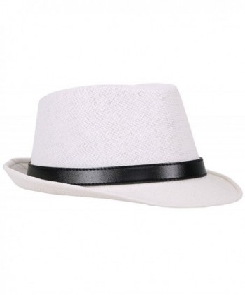 Classic Straw Fedora Leather White