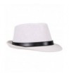 Classic Straw Fedora Leather White