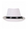 Classic Straw Fedora Leather White in Men's Visors