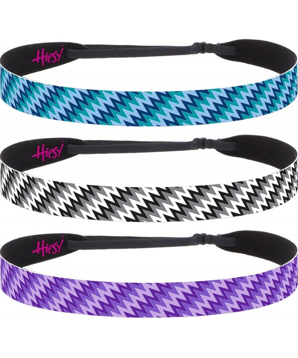 Hipsy Women's Adjustable NO SLIP Zigzag Wide Headband - Dark Purple Black & Teal - CH125PE9GKR