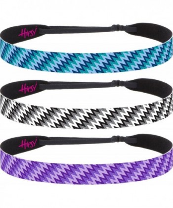 Hipsy Women's Adjustable NO SLIP Zigzag Wide Headband - Dark Purple Black & Teal - CH125PE9GKR