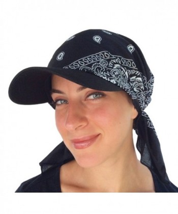 Visor Pre Tied Fitted Bandana Headcovering Sun Hat Headwear for Women - Black and White - C811NIZ2P7H