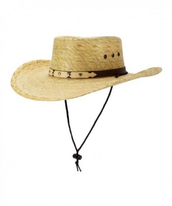 Rising Phoenix Industries Mexican Palm Leaf Straw Gambler Bolero Gaucho Cowboy Sun Hat w/Chin Strap- Flex Fit - CL184A4MNOX