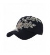 Deer Mum Ladies Denim Jean Campagne Bling Flower Pattern Adjstable Baseball Cap - Black - CJ11PEQ4RVZ