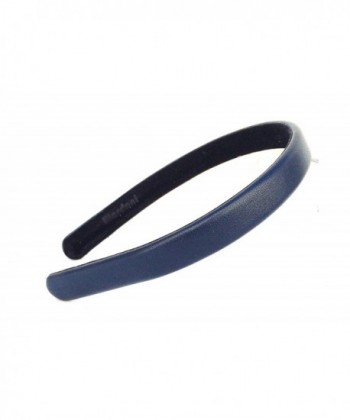 Wardani- 5/8"genuine italian Leather Lambskin Headband handmade in USA Basic (Navy-Blue) - Navy-Blue - CA12JDMAYVL