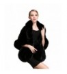 BEAUTELICATE Women's Party Faux Fox Fur Long Shawl Cloak Cape Coat-S64(More Colors) - Black - CF12OBFQKGQ