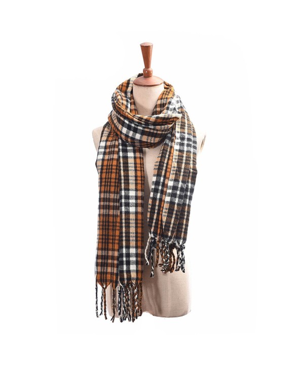 Women Plaid Blanket Scarf- Kilamal Long Tartan Tassel Square Shawls Winter Stylish Pashmina Wraps - Yellow - CC188E8475W