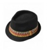 Straw Fedora Hat with Rainbow Band Medium Black - CR119B9MZER