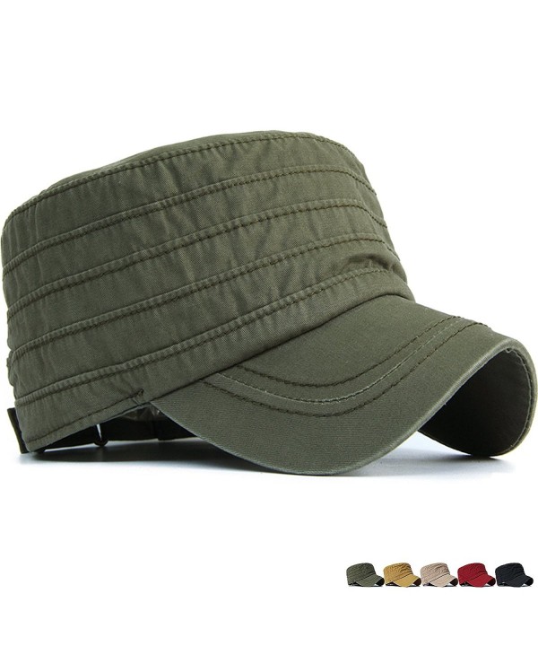 Rayna Fashion Unisex Adult Cadet Caps Military Hats Bright Colors Stripe - Green - CN12KJCQJBJ