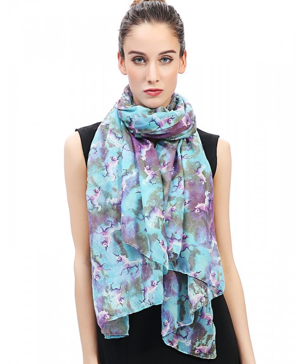 Lina & Lily Unicorn and Galaxy Print Women's Large Scarf - Blue and purple - CP127EQAQLV