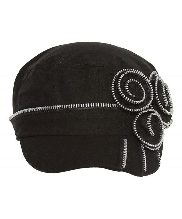 Summer Cotton Light Rose Ivy Cadet Hat - Black - CT11KRRTTRN