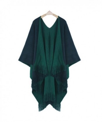 DEESEE(TM) Women Winter Knitted Poncho Capes Shawl Cardigans Sweater Coat - Green - CH12MZTI2KM