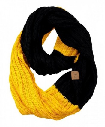 C.C Unisex College High School Sport Team Color Two Tone Winter Knit Scarf - Black/Gold - CA12M0VMN49