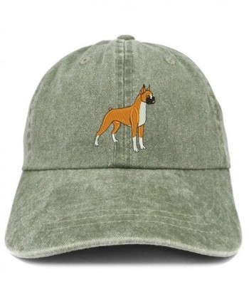 Trendy Apparel Shop Boxer Embroidered Dog Theme Low Profile Dad Hat Cotton Cap - Olive - C3185LTMHWS