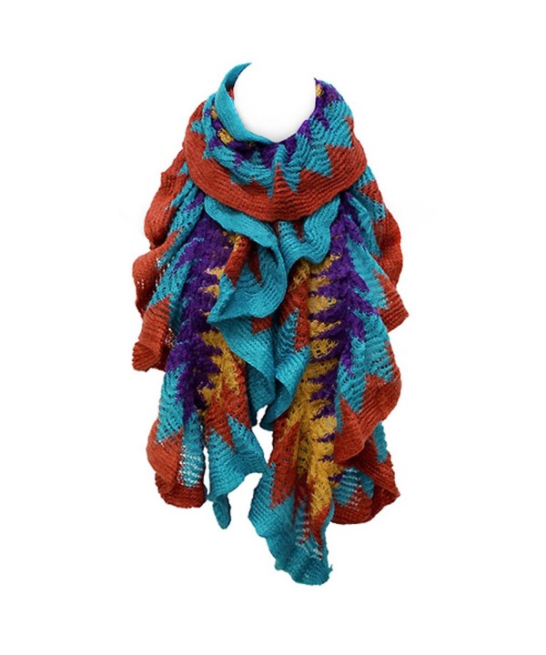 ACCESSORIESFOREVER Women Multi Tone Ruffle Knit Cold Weather Fashion Scarf - Multi - CM11BB39O0T