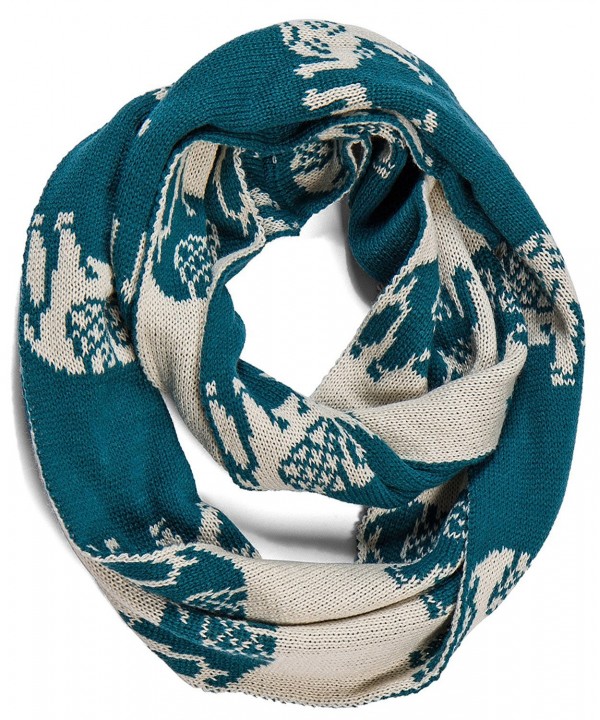 AOLOSHOW Winter Reversible Knit Infinity Circle Scarfs Various Styles & Colors - Elephant - Teal Blue - CT128MFJVWT