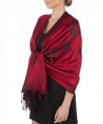 Sakkas Two Tone Rose Pashmina Scarf / Stole / Wrap - Red / Black - CQ11581WCSL