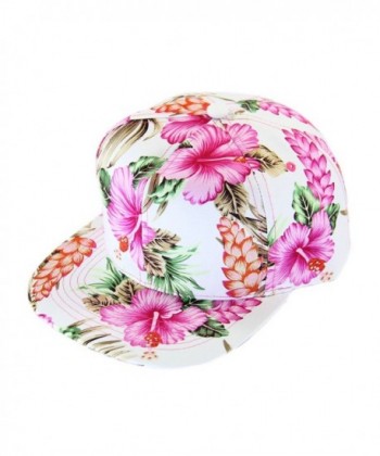 RW Floral Hawaiian Adjustable Snapback Hats Baseball Caps - Pink/Flat - C218C9U8TYW