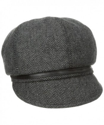 San Diego Hat Company Women's Belted Herringbone Newsboy Hat - Black - C011G19D4WR