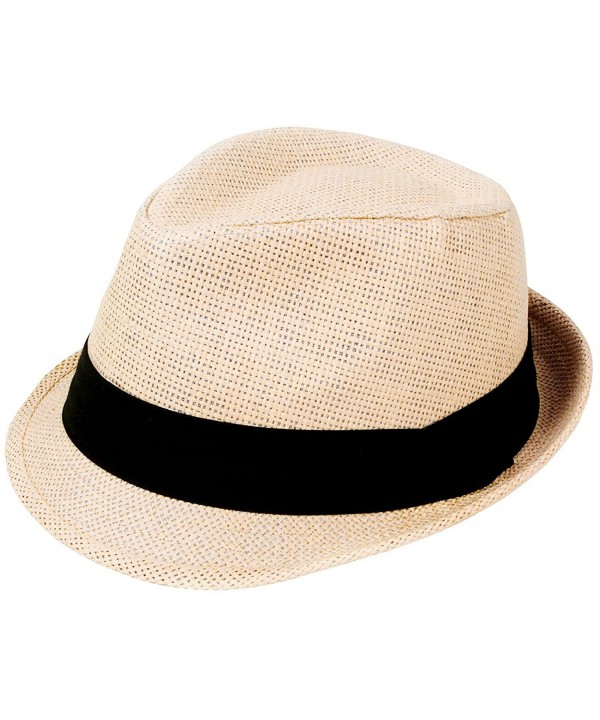 Simplicity Unisex Summer Cool Woven Straw Fedora Hat & Stylish Hat Band - 756_Natura - CS11O90W7Q9