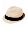 Simplicity Unisex Summer Cool Woven Straw Fedora Hat & Stylish Hat Band - 756_Natura - CS11O90W7Q9