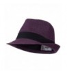 Hatter Mens 3 Layer Pleated Band Solid Color Straw Fedora - Purple - CC11WT0Q7DZ