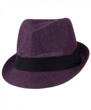 Hatter Layer Pleated Fedora Purple