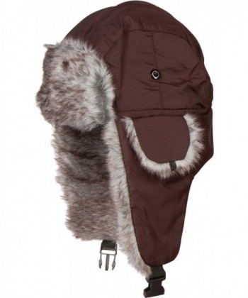 Sakkas Unisex Weatherproof Nylon Faux Fur Lined Winter Earflap Bomber Trooper Aviator Hat - Brown - C1115DVJGXF