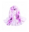 WensLTD Women Soft Thin Chiffon Silk Scarf Flower Printed Scarves Wrap Shawl - Purple - CY12IZY8GFP