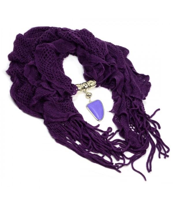 Huan Xun Women Winter Warm Waved Shaped Charm Jewelry Scarves-purple Color - CM110A62G3T