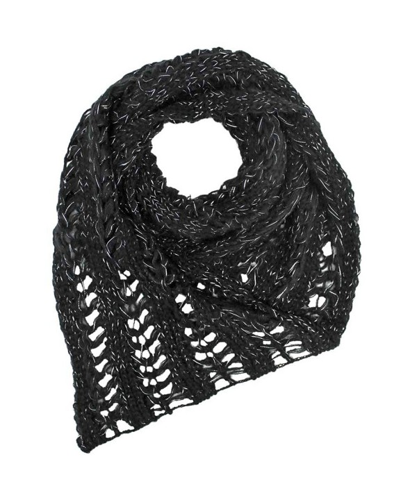 Metallic Knit Triangle Infinity Scarf - Black - CF1173QJNSV