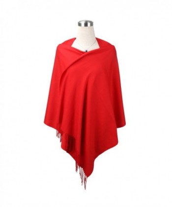 Mysuntown Blanket Pashmina Tassels Soft Red in Fashion Scarves