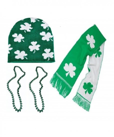 St Patrick Day Party Parade Accessories - Knit Scarf With Beanie Hat - CC17Y7HH7ZG