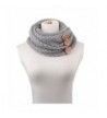 Xife Women's Pashmina Blend Chunky Ribbed Knit Button Winter Infinity Circle Scarf Cowl - Gray - CO1294DA2CP